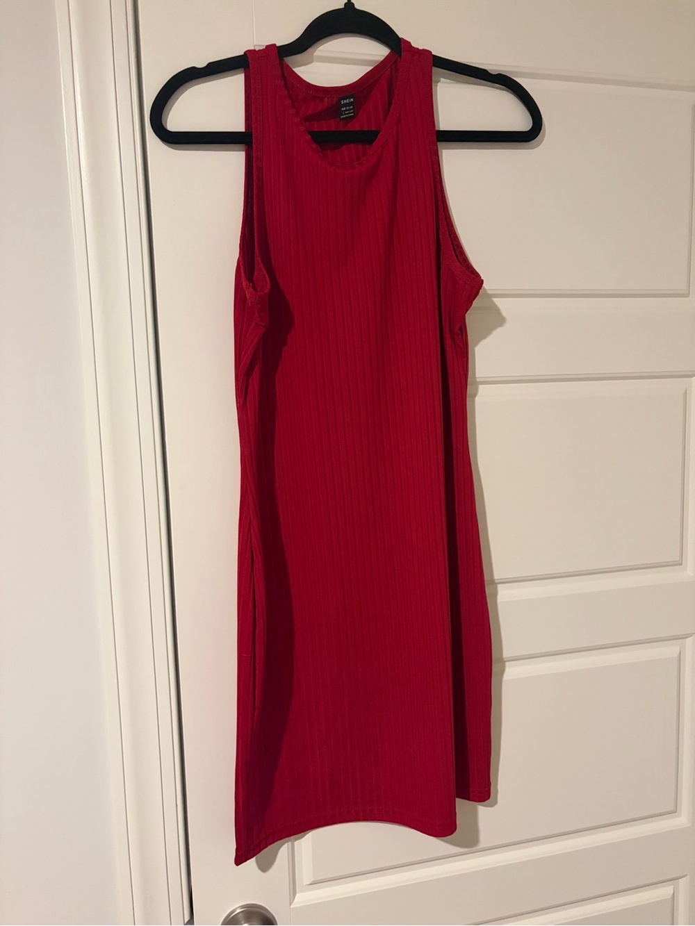 SHEIN Red Ribbed Tank Midi Dress - Picture 2 of 4